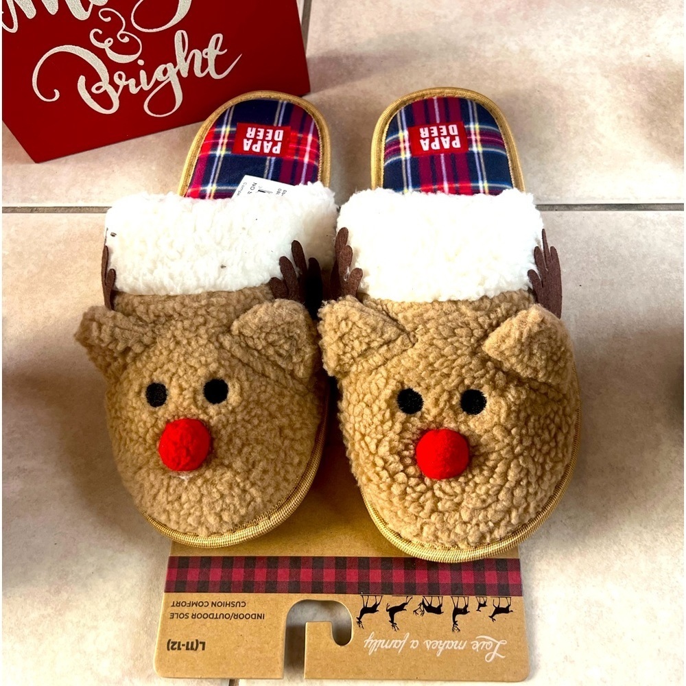 PAPA DEER MEN’S WARM & FUZZY SLIPPERS NWT SIZE LARGE 11-12 - Picture 4 of 8